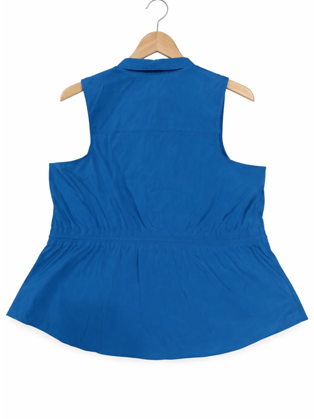 NWT Athleta Levitate Poplin Tank Blue 3X Oversized Button Front Cinch Waist Top - Picture 3 of 8